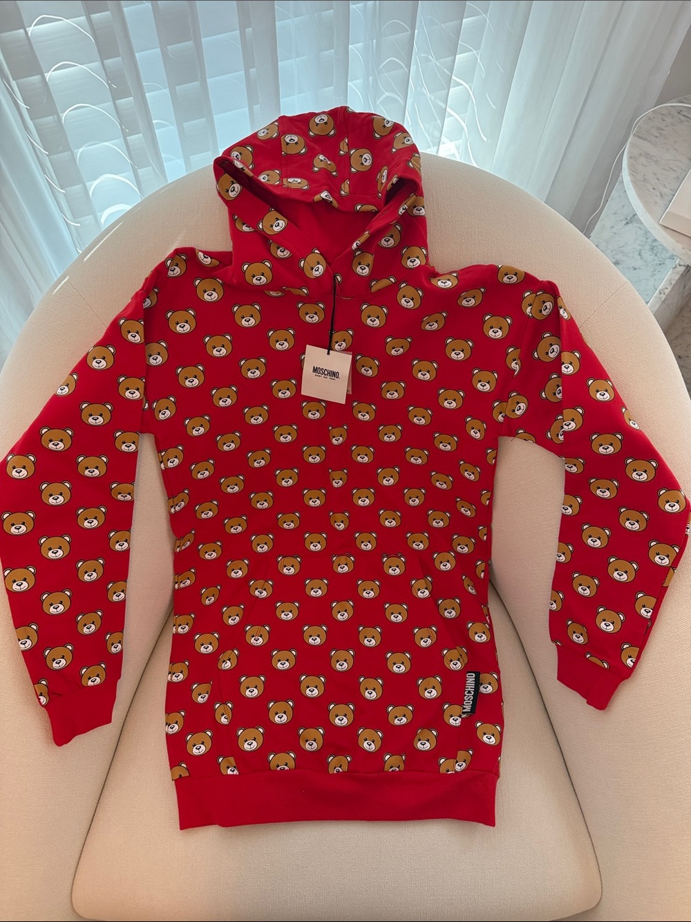 Moschino Red Teddy Bear Long Hoodie 14 y.o. Unisex